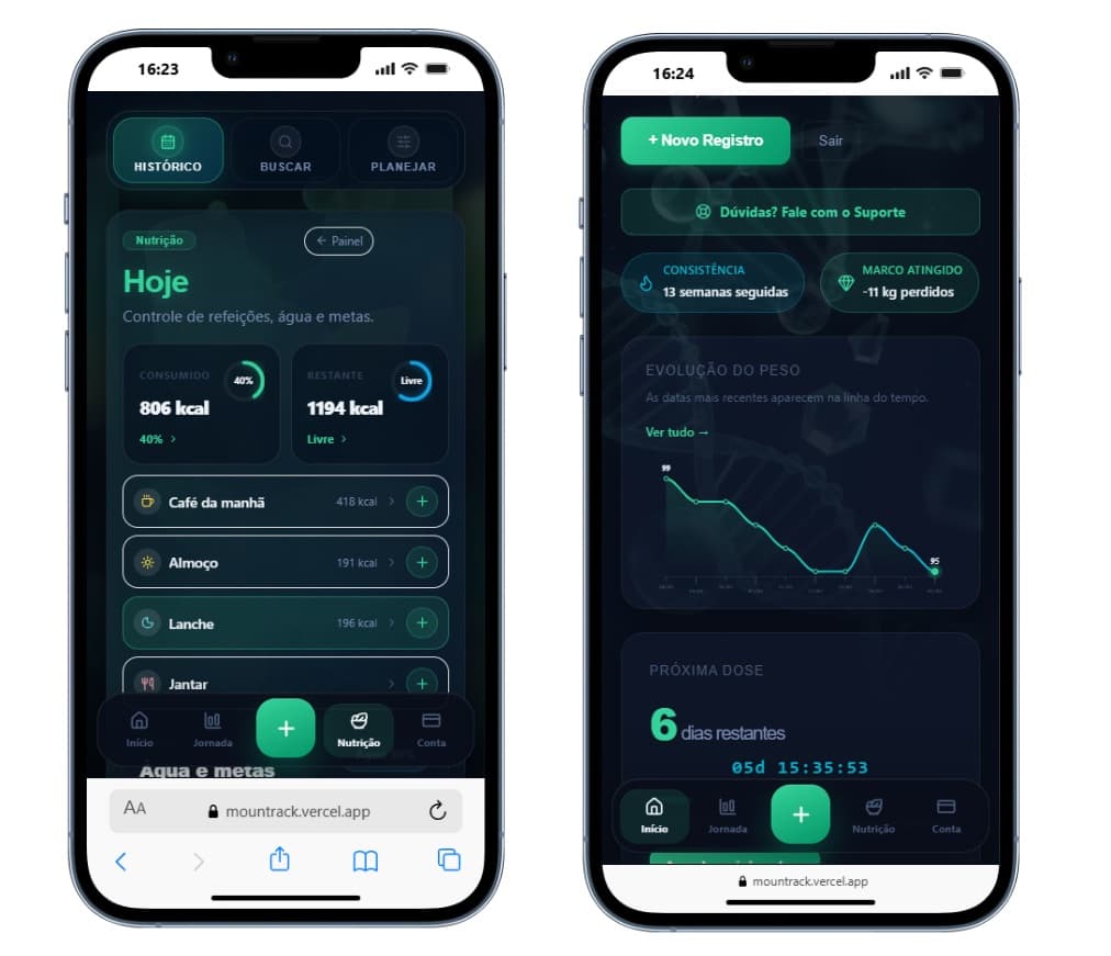 Apresentação visual do web app Mountrack com foco em usabilidade