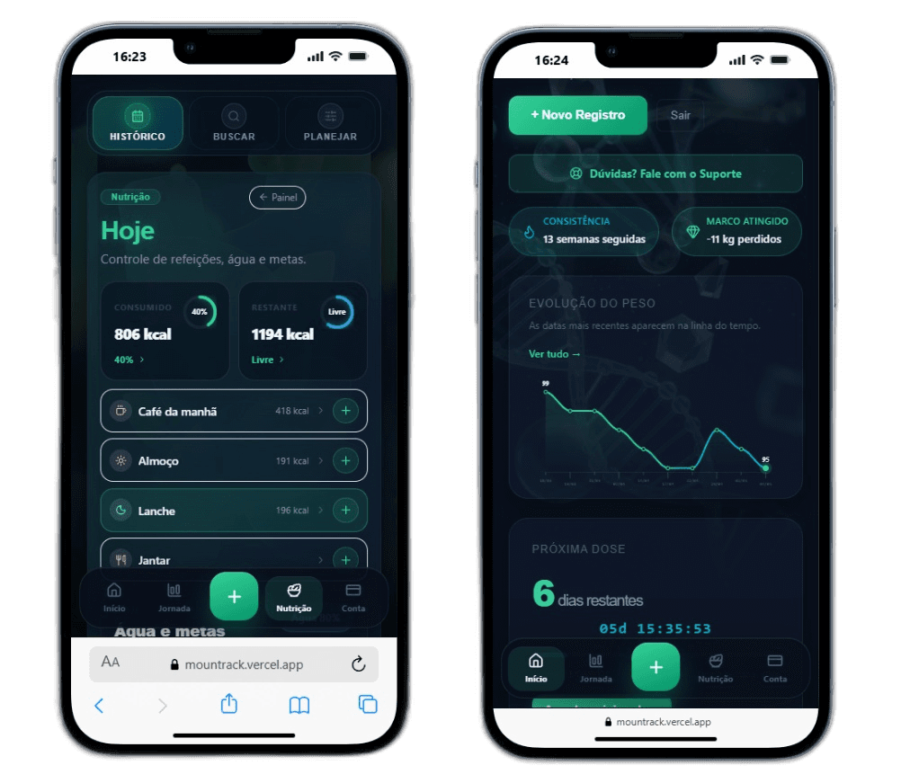 Apresentação visual do web app Mountrack com foco em usabilidade
