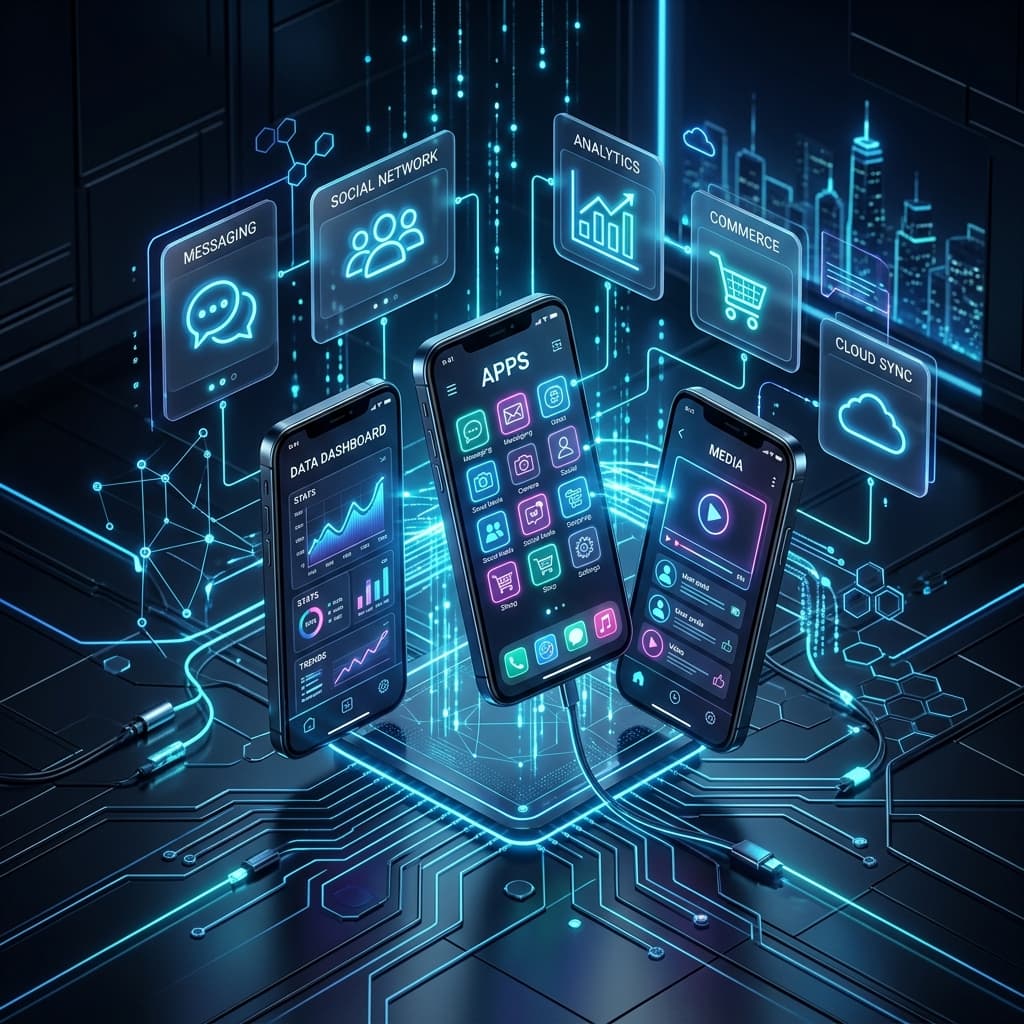 Ilustração premium representando aplicativos móveis
